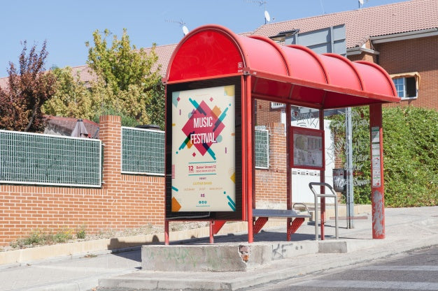 Free Billboard Mockup On Bus Stop Psd