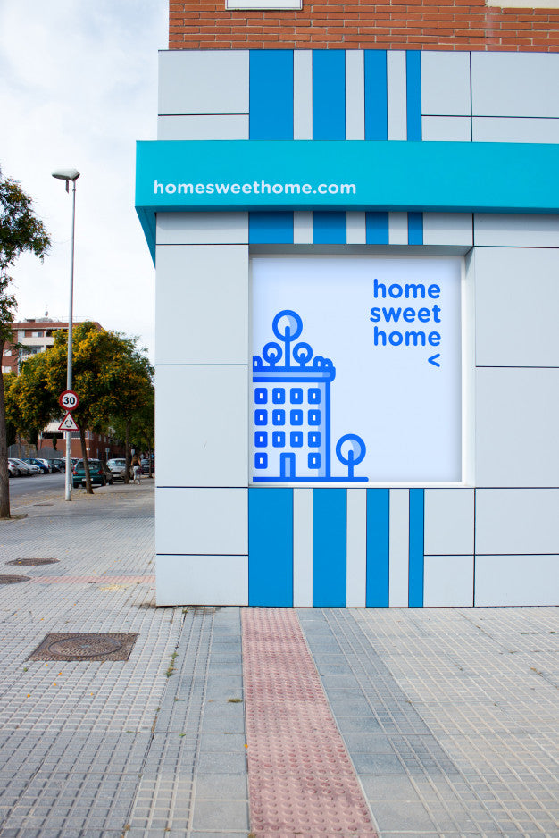 Free Billboard Mockup On Shop Window Psd