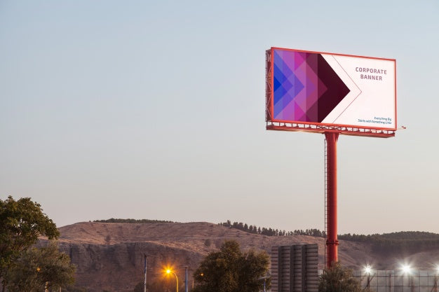 Free Billboard Mockup On Sunset Sky Psd