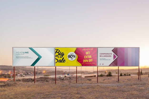 Free Billboard Mockup On Sunset Sky Psd