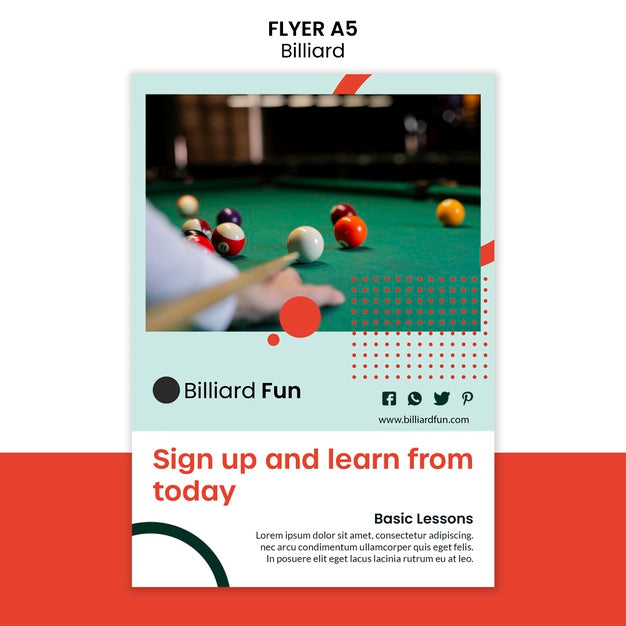 Free Billiard Concept Flyer Mock-Up Psd