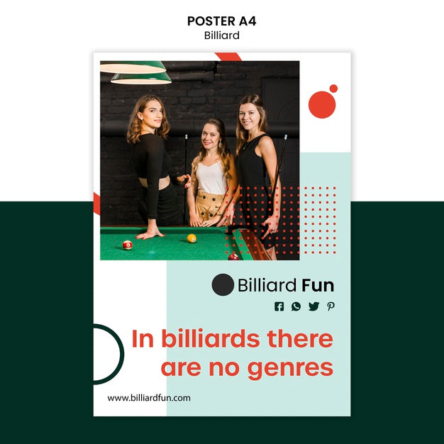 Free Billiard Concept Poster Mock-Up Psd