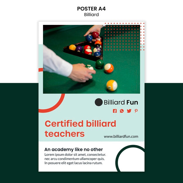 Free Billiard Concept Poster Mock-Up Psd