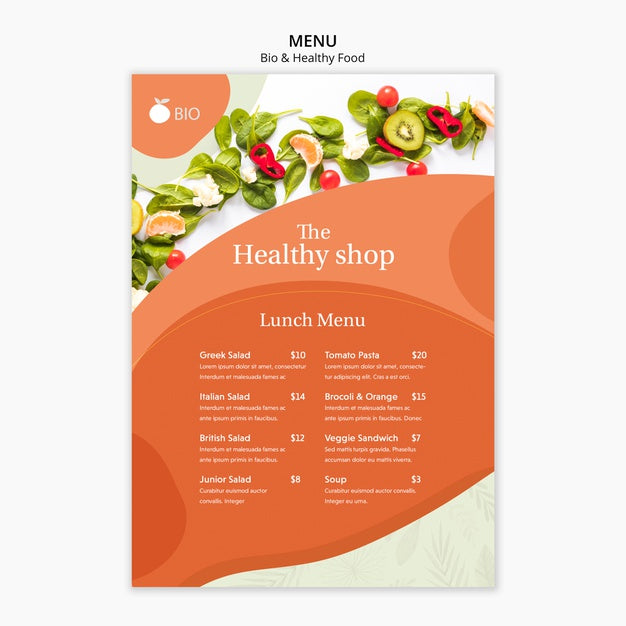 Free Bio & Healthy Food Concept Menu Psd