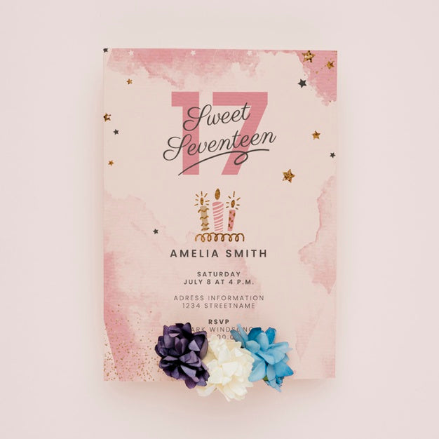 Free Birthday Invitation Concept Mock-Up Psd