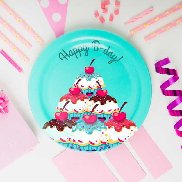 Free Birthday Plate Mockup Psd