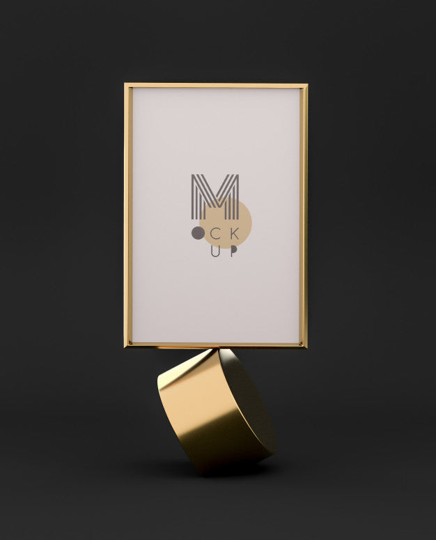 Free Black And Gold 3D Frame Mockup Psd