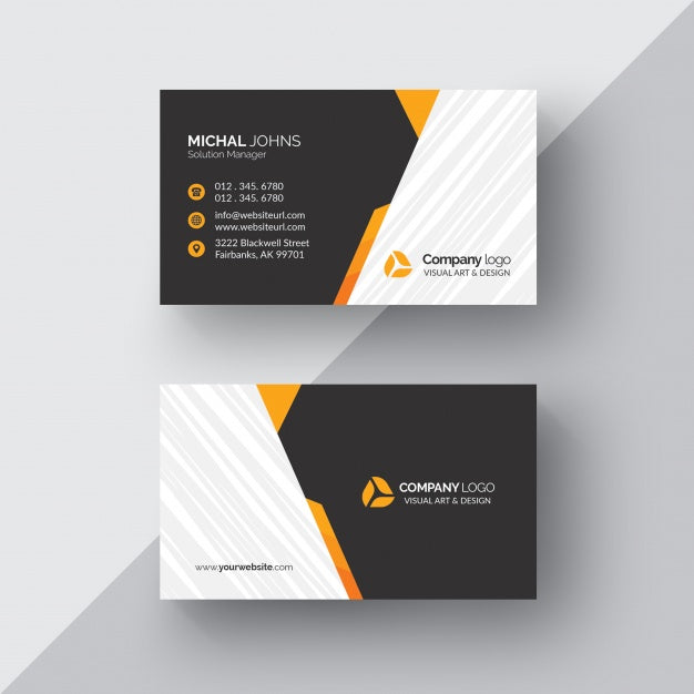 Free Black Business Card With Orange Details Psd