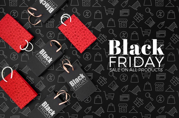 Free Black Friday Concept Mock-Up On Black Background Psd