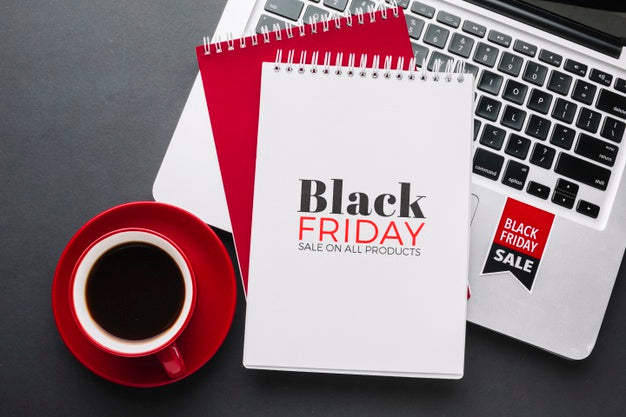 Free Black Friday Concept Mock-Up On Black Background Psd