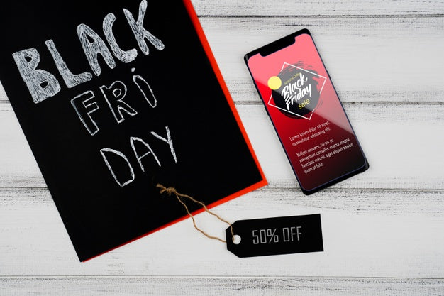 Free Black Friday Concept With Mock-Up Smartphone Psd