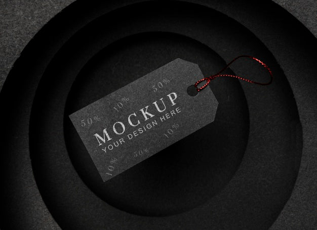 Free Black Friday Mock-Up Black Price Tag Psd