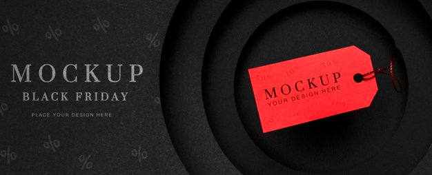 Free Black Friday Mock-Up Red Price Tag And Text Psd