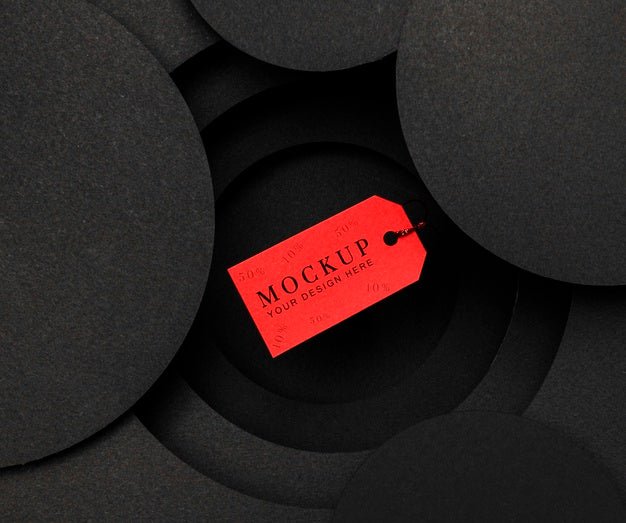 Free Black Friday Mock-Up Red Price Tag Psd