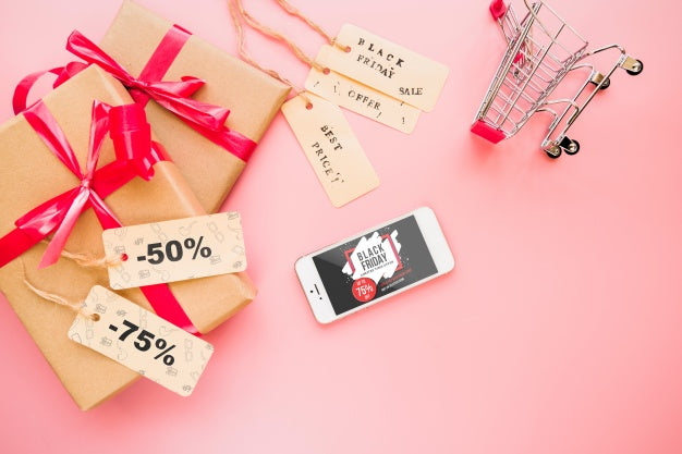 Free Black Friday Mockup With Smartphone Psd