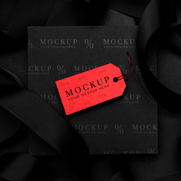Free Black Friday Red Mock-Up Tag Psd