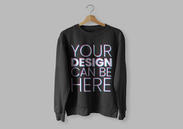 Free Black Front Sweater Mockup Psd