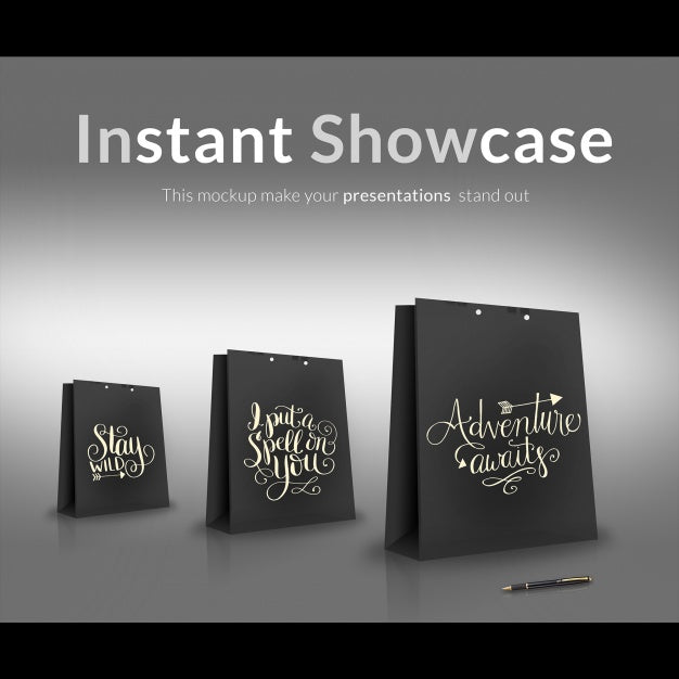 Free Black Gift Bag Mock Up Psd