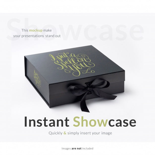 Free Black Gift Box Mock Up Psd