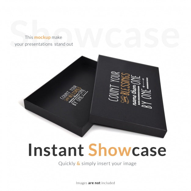 Free Black Gift Box Mock Up Psd