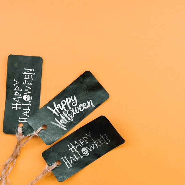 Free Black Halloween Tags Halloween Mockup Psd