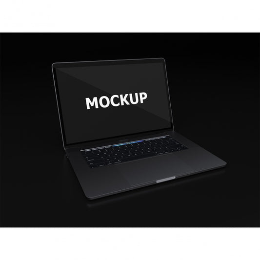 Free Black Laptop Mockup Diagonal View Psd