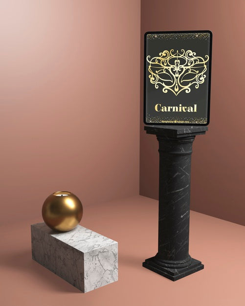 Free Black Minimalist Columns With Carnival Party Mock-Up Psd