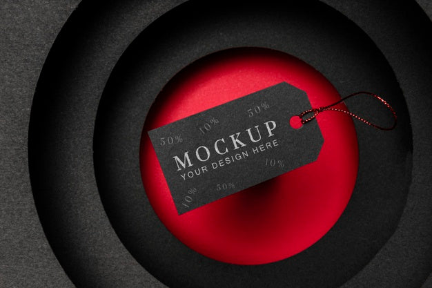 Free Black Price Tag Black Friday Sales Mock-Up Psd