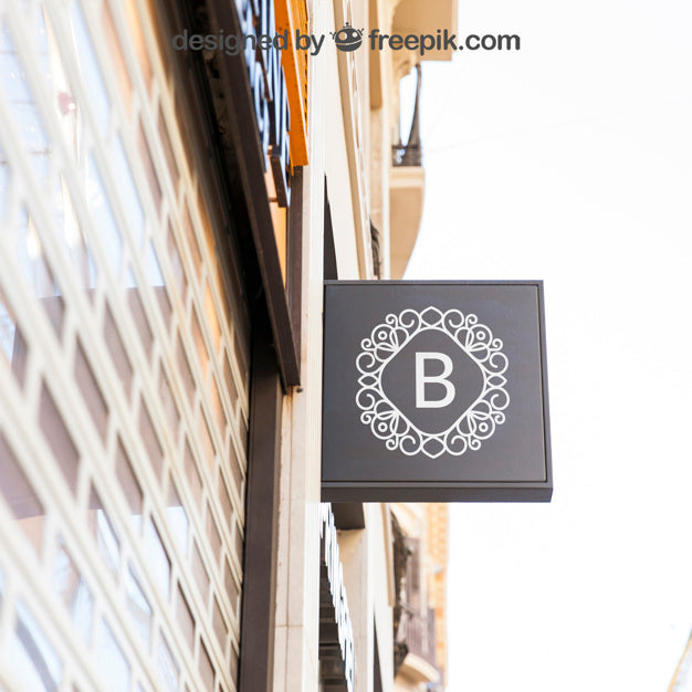 Free Black Shop Sign Mockup Psd