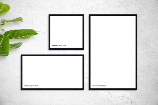 Free Black Wooden Frame Set Mockup Psd