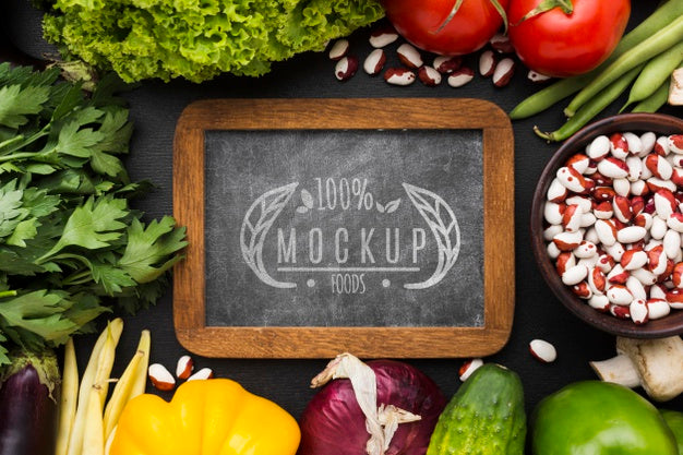 Free Blackboard Locally Grown Veggies Mock-Up Psd