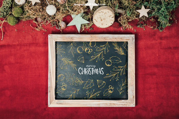 Free Blackboard Mockup With Christmas Design Psd