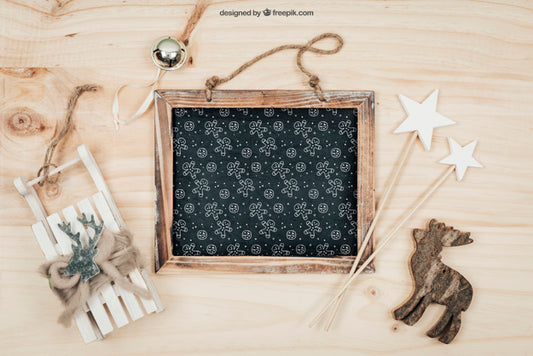 Free Blackboard Mockup With Christmtas Design Psd