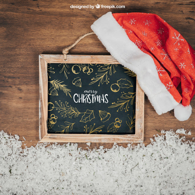 Free Blackboard Mockup With Christmtas Design Psd