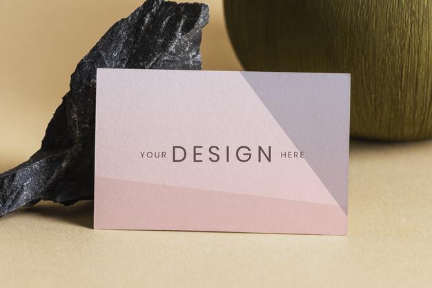 Free Blank Business Card On Beige Surface Psd