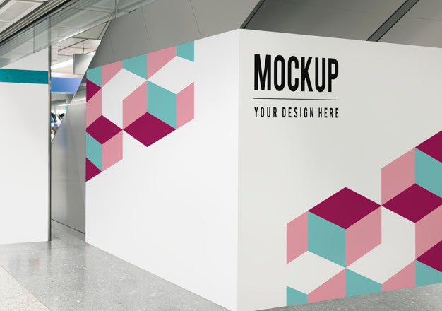 Free Blank Exhibition Wall Mockup At A Train Station Psd