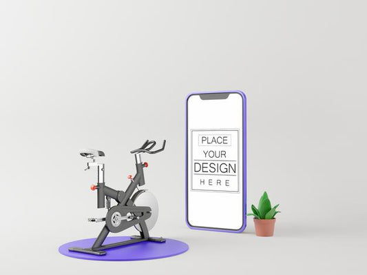 Free Blank Screen Smart Phone Computer Mockup. Gym Concept Psd