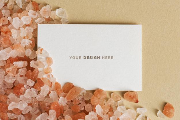 Free Blank White Business Card On Orange Gravel Psd