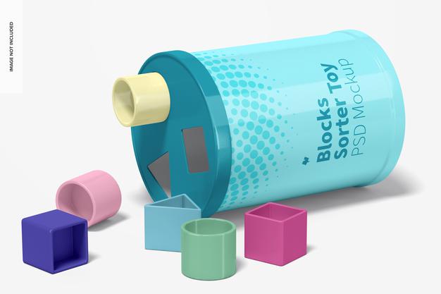 Free Blocks Sorter Toy Mockup, Right View Psd