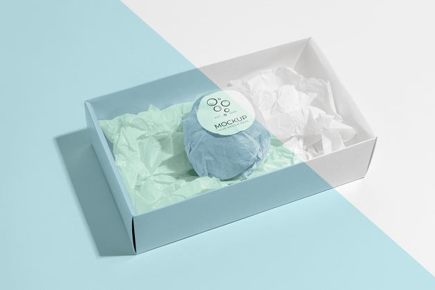 Free Blue Bath Bomb In Box High Angle Psd