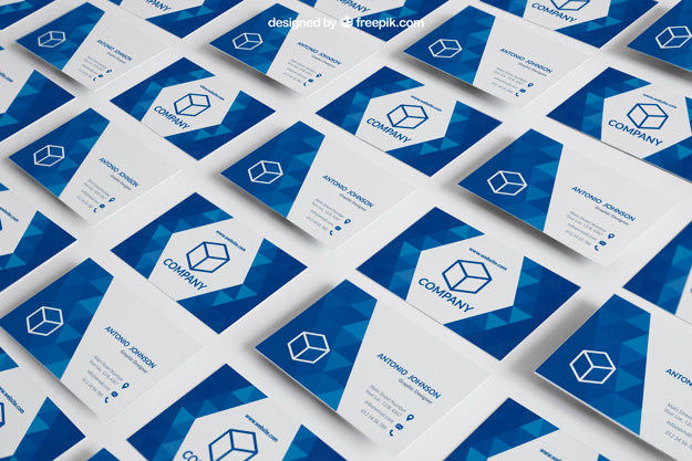 Free Blue Business Card Mockup On Floor Psd