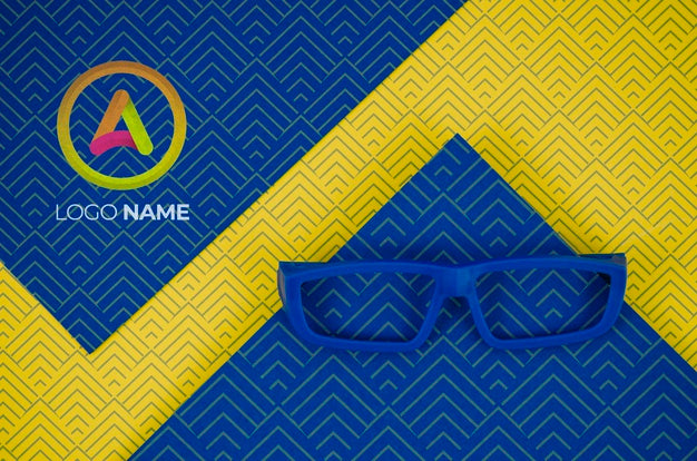 Free Blue Frame Lens With Company Logo Names Psd