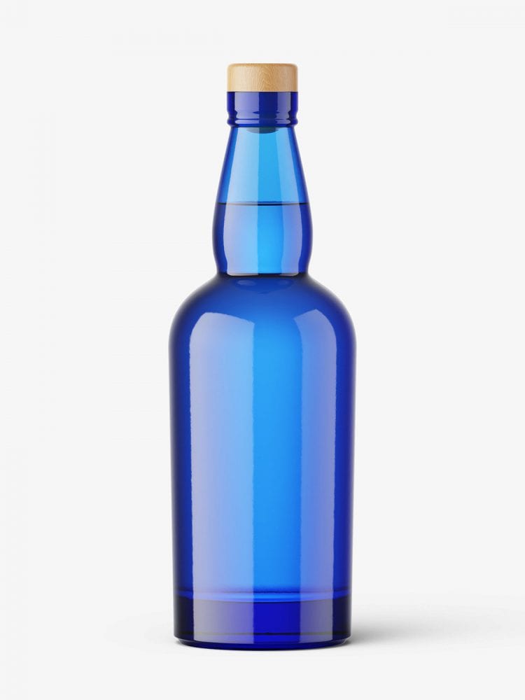 Free Blue Gin Bottle Mockup