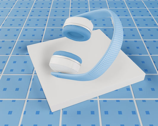 Free Blue Minimalistic Designed Headphones Psd