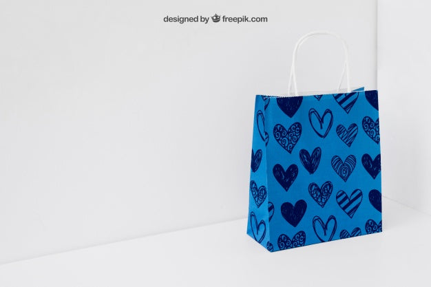 Free Blue Paper Bag In Corner Psd