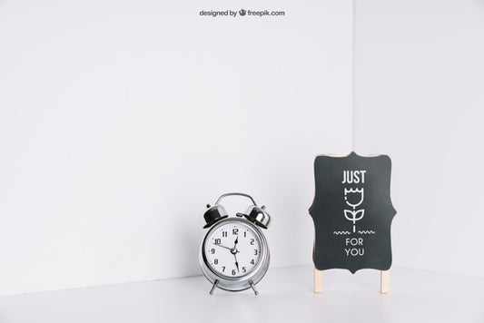 Free Board And Alarm Clock In Corner Psd
