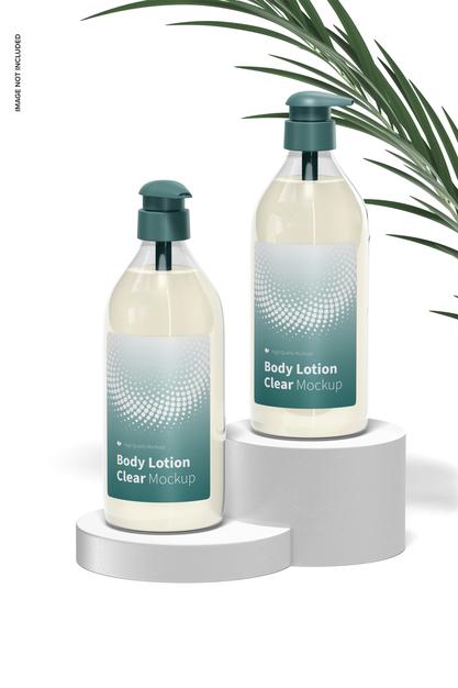 Free Body Lotion Clear Bottle Mockup Psd