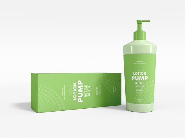 Free Body Lotion Pump Bottle Packaging Mockup Psd