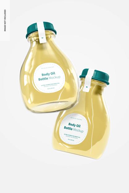 Free Body Oil Bottle Mockup, Floating Psd