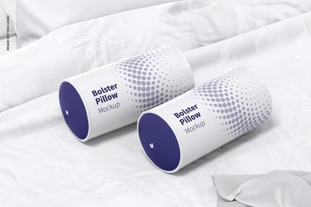 Free Bolster Pillows Mockup, Left View Psd